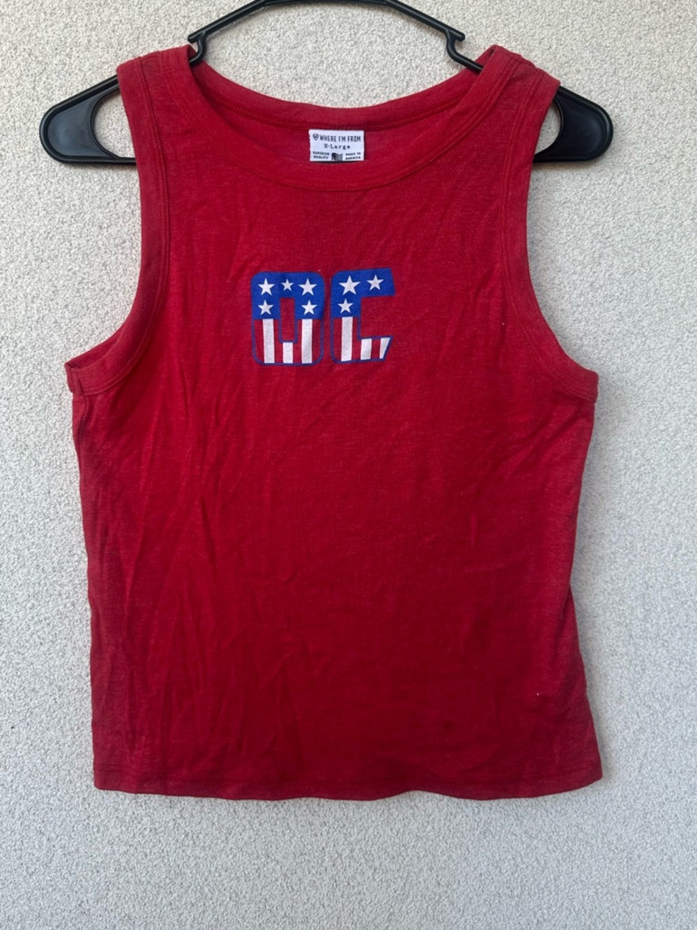 Where I’m From Kids OC Tank Top XL Red White Blue Patriotic NWT Made in USA
